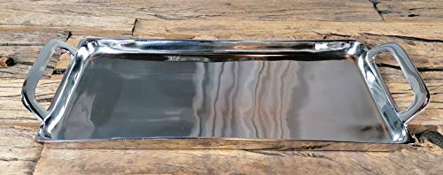 MichaelNoll Tablett Servierbrett Servierplatte Aluminium Silber Poliert 46 cm