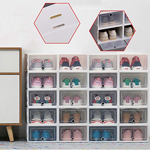 20x Schuhboxen Schuhbox Stapelbox Aufbewahrungsbox, stapelbar und faltbar,durchsichtig,aus Plastik
