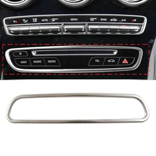 Car Interieur Dekor Für Benz C Klasse W205 Für GLC X253 2015-2019 Auto Center Konsole Media Radio CD Panel Taste Rahmen Schmücken Abdeckung Trim Auto Styling