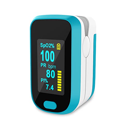 MOMMED Pulsoximeter, Fingerpulsoximeter mit Alarm zur Messung der Sauerstoffsättigung (SpO2)-Einfacher Pulsmesser für Kinder & Erwachsene–OLED Anzeige die sich mitdreht-Touch Display