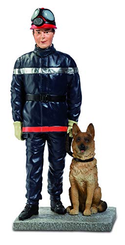 Figur Feuerwehrmann mit Hund, 21/9/7 cm
