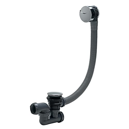 Wirquin 30720356 Badewannen-Ablaufgarnitur, 700 mm, verchromtes ABS-Lenkrad, Pro, grau, one Size