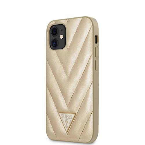 Guess GUHCP12SPUVQTMLBE V-Quilted Collection Hülle für iPhone 12 Mini 5,4" golden
