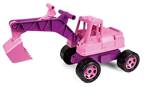 Lena 02137 - Starke Riesen Bagger für Mädchen, rosa, ca. 80 cm, großer Schaufelbagger mit solider Tragkraft und funktionierender Schaufel, robuster Spielzeugbagger für Kinder ab 3 Jahre, lose