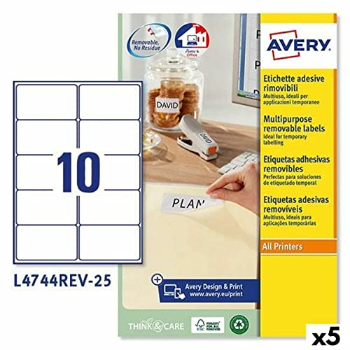 Avery L4744REV Druckeretiketten 96 x 50,8 mm weiß 25 Blatt (5 Stück)