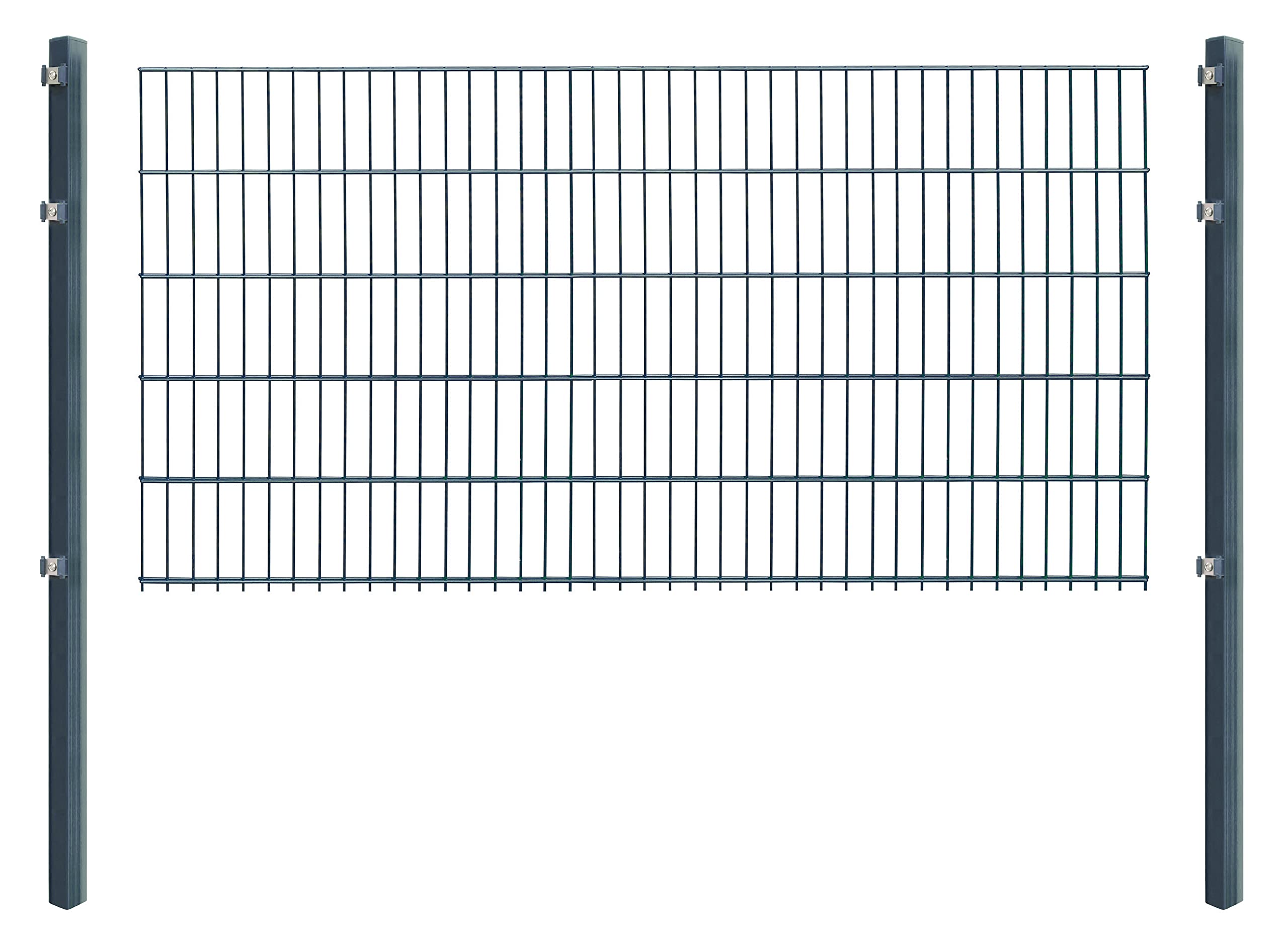 Doppelstabmattenzaun - Komplettset inkl. Pfosten (60x40mm) und Montagematerial - Verschiedene Längen und Höhen – Grün oder Anthrazit (L 4 m - H 103 cm, anthrazit)
