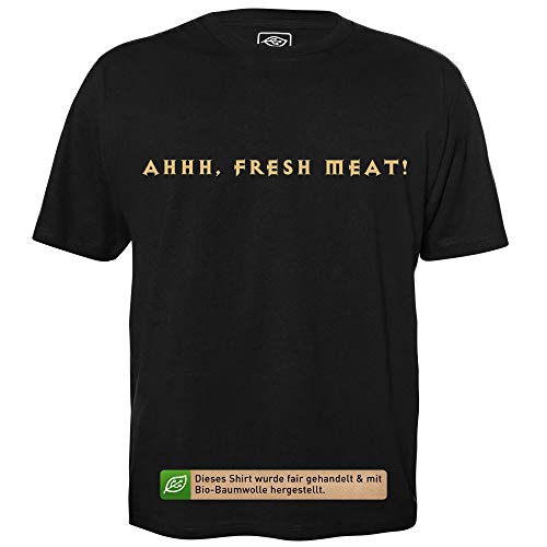 Fresh Meat - Herren T-Shirt für Geeks mit Spruch Motiv aus Bio-Baumwolle Kurzarm Rundhals Ausschnitt, Größe XXL