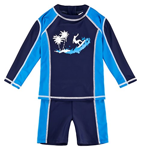 Landora®: Baby- / Kinder-Badebekleidung langärmliges 2er Set in blau; Größe 86/92