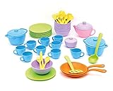 Green Toys 8601351, Koch- und Geschirrset für Kinderküche, Spielküche, Rollenspiel, nachhaltiges Küchenspielzeug für Kinder ab 24 Monaten, 61-teilig