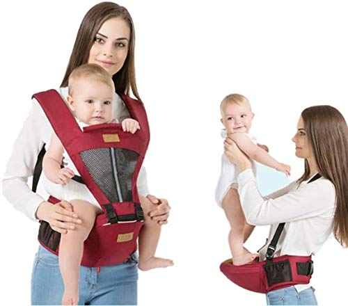 Babytrage, ergonomisch, mit Hüftsitz, Kindertrage, Rucksack für Kleinkinder, Babytragetuch, Neugeborene, Sommer, atmungsaktiv und weich (rot) (Farbe: rot)