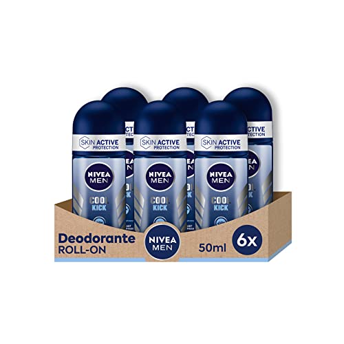 Nivea Men Cool Kick Roll-On Deodorant Antitranspirant für Herren, 6er Pack (6 x 150 ml) mit Cool-Care Formel, Deo Roll für 48 h Frische