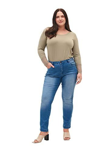 Zizzi Damen Große Größen Emily Jeans Slim Fit Gr 42W / 78 cm Blau