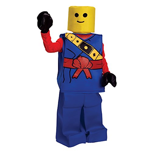 Dress Up America 873B-S Men-Outfit-Größe Klein (4-6 Jahre) Halloween Kinder Lego Spielzeug Block Ninja Mann Kostüm, blau, (Taille: 71-76 Höhe: 99-114 cm)