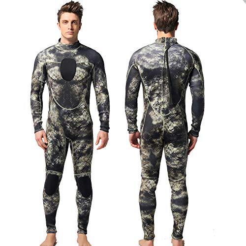MYLEDI Herren-Neoprenanzug, 3 mm, einteilig, Ganzkörper-Tauchanzug, Camouflage, für Warmhalten, Surfen, Schwimmen, Speerfischen (MY002, XXL)
