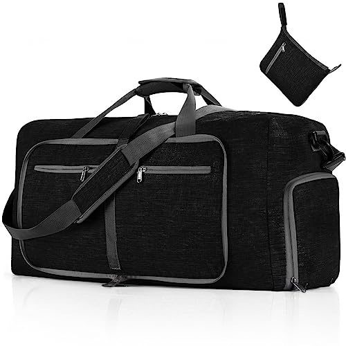 Reisetasche für Herren, 65 L, Faltbarer Wochenend-Übernachtrucksack mit Schuhfach, Wasserdicht und Reißfest,A