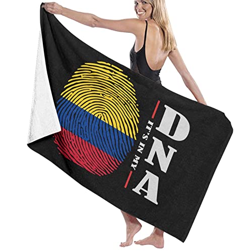 Lawenp Its in My DNA Kolumbien-Flagge, Badetuch, Strandtuch, große Pooltücher, sehr saugfähige, weiche und schnell trocknende Badetücher