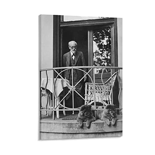 AIPHE Leinwand Bilder Der Neurologe Sigmund Freud und Dogsts Poster und Wandkunstdrucke Moderne Wohnkultur für Familienschlafzimmer 60x90cm Kein Rahmen