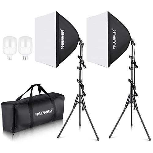 Neewer 60x60cm Softbox mit E27 Sockel 700W Studioleuchte Softbox Set, für Fotostudio-Porträts, Produktfotografie und Videoaufnahme