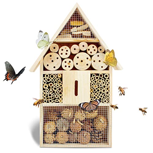 FeldundStall Insektenhotel normal für Garten, Balkon und Terasse - Wetterfestes Insektenhaus zum Aufhängen oder zum stehend Anbringen
