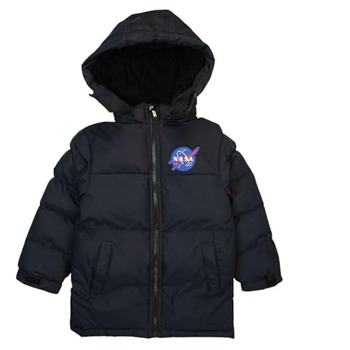 NASA Jungen à Capuche Kids Parka mit Kapuze für Kinder, Noir, 4 ANS
