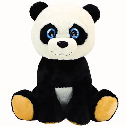TE-Trend XXL Panda Plüschtier, 75cm groß, Kuscheltier mit funkelnden blauen Augen, weiche Qualität, für liebevolle Umarmungen und als treuer Weggefährte, glückliche Stunden