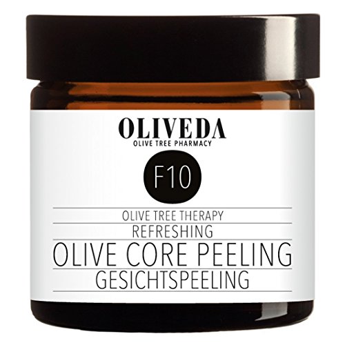 Oliveda F10 - Gesichtspeeling aus Olivenkernen nahrhaftes Hautpeeling + klärt tiefenwirksam natürliche Inhaltsstoffen gegen Mitesser, Pickel + unreine Haut - Poren verkleinern - Mischhaut, fettige Haut - 60 ml