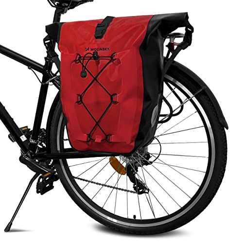 WOZINSKY Fahrradtasche Gepäckträgertasche Hinterradtsche Wasserdicht Reisetasche Tasche für Fahrrad, Mountainbike, ebike, MTB, Rennrad Bike Bag 25L (Rot)