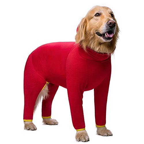 NashaFeiLi Haustierkleidung, Hunde-Kapuzenpullover, Pyjama, 4 Beine, Einteiler aus Baumwolle, für mittelgroße und große Hunde (Nr. 30, rot)