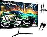 SMART TECH Monitor: 27 Zoll, 100 Hz, IPS-Panel, FHD, HDMI, DP, Type-C, Augenkomfort, Neigung verstellbar für Arbeiten und Spielen, 270N02XIF (Type-C- und HDMI-Kabel enthalten)