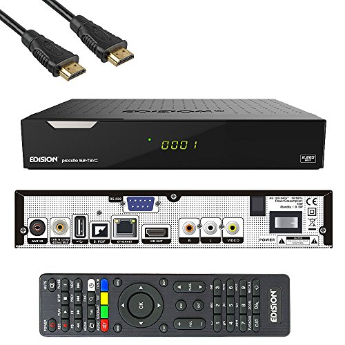 Edision PICCOLLO S2+T2/C Combo Receiver H.265/HEVC (DVB-S2, DVB-T2, DVB-C,) CI Full HD USB Schwarz inkl. HDMI Kabel