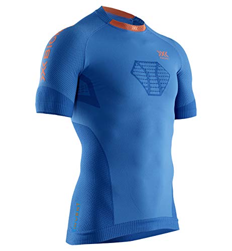 X-Bionic Herren Invent Run Speed, Short Sleeve Shirt, Teal Blue/kurkuma orange, S