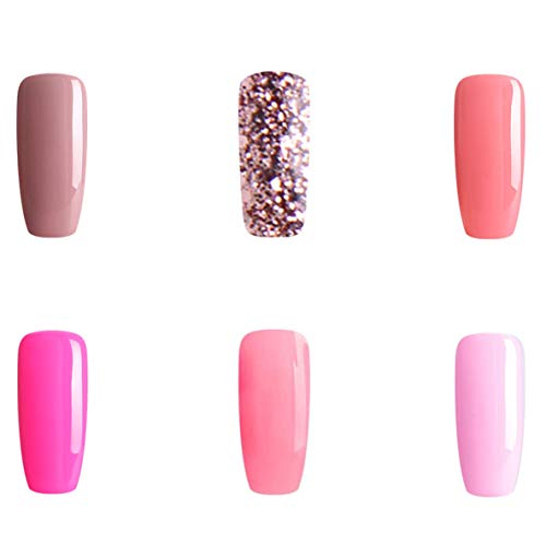 BLUESKY Gel-Nagellack, Pink Set, Pink, Nude, Neon, Glitzer, Schimmer (erfordert Aushärtung unter UV-/LED-Lampe), 10 ml