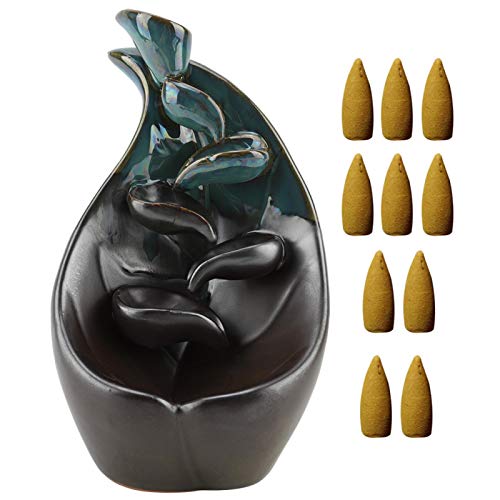 Kuuleyn Keramik Weihrauchbrenner, Rauch Rückfluss Weihrauchbrenner Dekor Ornament für Aromatherapie Ornament & Home Decor