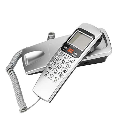Diyeeni FSK/DTMF Anrufer-ID-Telefon, schnurgebundener Telefon-Pult, Festnetztelefon für Privatanwender.(Silber)