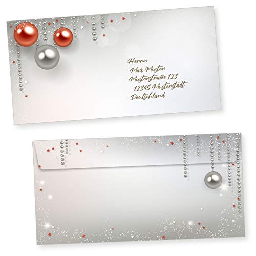 Gala Design 100 Weihnachts-Briefumschläge Din lang ohne Fenster Umschläge für Weihnachten selbstklebend haftklebend