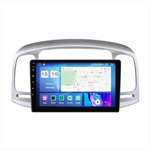 Android 12 Autoradio Mit Navi 2 Din 9 Zoll Touchscreen Autoradio Für Hyundai accent 2006-2011 Mit Carplay Android Auto,mit RDS Bluetooth FM AM Lenkradsteuerung Rückfahrkamera ( Color : M100 2+32G )