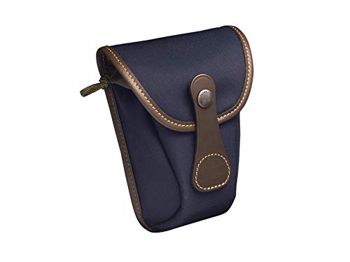 Billingham AVEA7 Tasche aus marineblauem Canvas, Rand aus Schokoladenleder + Messingfinish