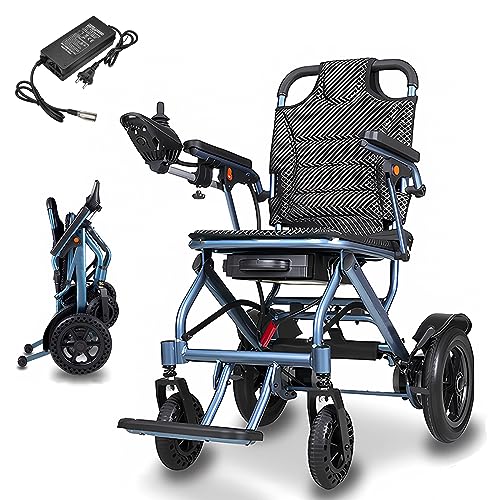 Bueuwe Elektrischer Rollstuhl Elektrisch Faltbar 150 kg Tragfähigkeit Leicht Transportrollstühle, Elektrische Rollstühle mit Stoßdämpfung, Elektrorollstuhl für Erwachsene,6a lithium batterie
