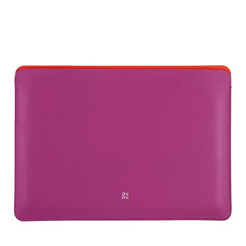 DUDU 13 Zoll PC-Hülle aus weichem Leder, farbige Schutzhülle für Laptop Notebook MacBook 13" Zweifarbiges Slim Design Fuchsia