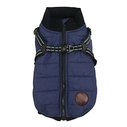 Hundemantel wasserdichte Jacke mit Harness Verdickung Warme Welpen Gepolsterte Puffer Weste Winddichte Hundekleidung für kleine mittelgroße Hunde