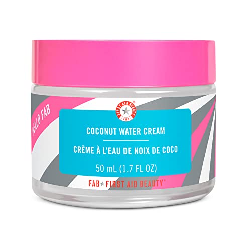 First Aid Beauty Kokosnuss Feuchtigkeitscreme, Tagescreme & Nachtcreme mit Kokoswasser, ölfreie nicht komedogene Formel, 50ml ,hydriert und hellt auf