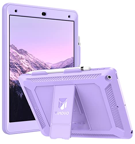 TiMOVO Hülle für iPad 9./8./7. Generation (iPad 10.2 Zoll), Schlanke Stoßfeste Robuste Panzerhülle mit Stifthalter für Kinder, Eingebauter Ständer Schutzhülle für iPad 10.2" 2021/2020/2019, Violett