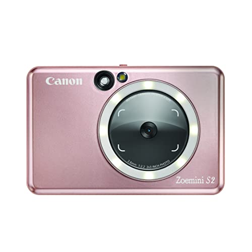 Canon Zoemini S2 Sofortbildkamera Fotodrucker + Fotopapier 10 Stk ZINK ZP-2030 (Micro SD Speicher 256 GB, Mobiler Sofortdruck, Bluetooth, 5 x 7,6 cm Fotos, Akku, 3 Aufnahmemodi, Printapp), roségold