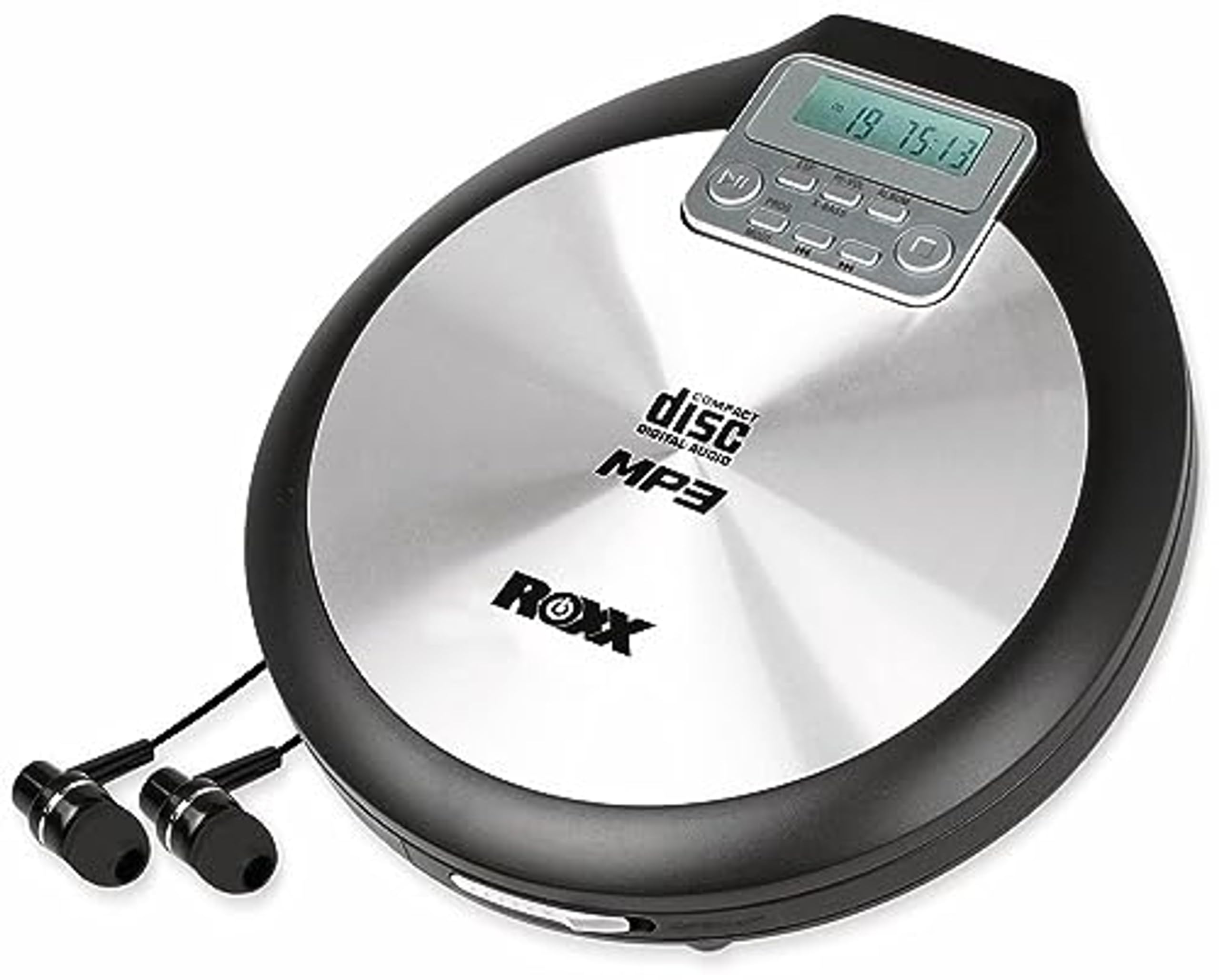 ROXX Tragbarer CD Player mit Kopfhörer MP3 fähig Antishock Discman mit Netzteil PCD 600
