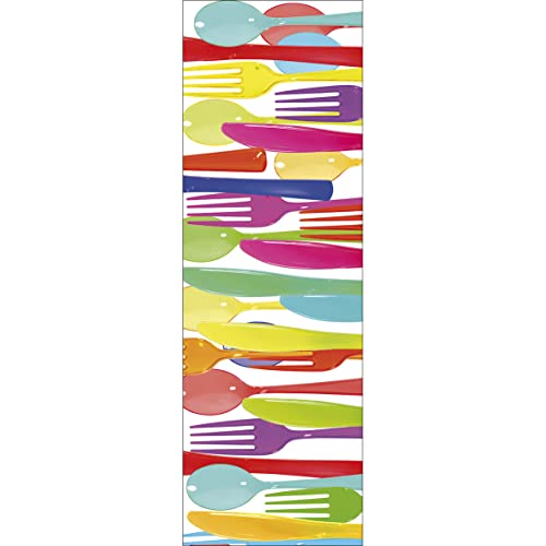 Plage Kitchen Aufkleber für Küchen und Kühlschrank-Messer und Gabel-180 x 59,5 cm, Vinyl, Colorful, 180x0.1x59,5 cm