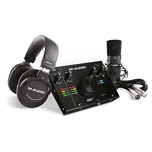 M-Audio AIR 192|4 Vocal Studio Pro - Komplettes Recording-Paket - 2-In/2-Out 24/192 USB Audio Interface mit Kondensatormikrofon und Spinne, XLR Kabel, Kopfhörer, professioneller Softwarekollektion