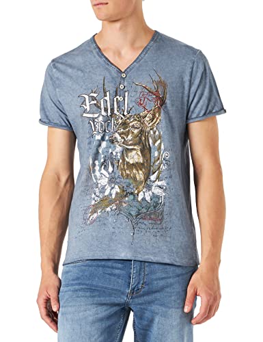 Stockerpoint Herren Shirt Edelbock Trachtenhemd, Blau (Rauchblau Rauchblau), Large (Herstellergröße: L)