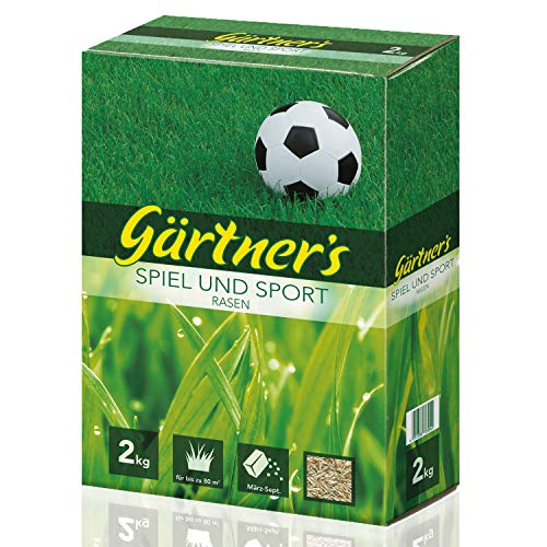 Gärtner’s Sport- und Spielrasen 2 kg I Rasensamen für strapazierfähigen Rasen I RSM-Saatgutmischung zur Einsaat & Nachsaat von Grünflächen I Für bis zu 80 m2