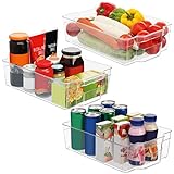 Kurtzy 3er-Pack Ordungs Schubladen- Stapelbare Kühlschrank Aufbewahrungsschubladen mit Handgriff- Platzsparer Kühlschrank Gefrierschrank Aufbewahrungsboxen- Aufbewahrungsboxen für Gemüse und Früchte