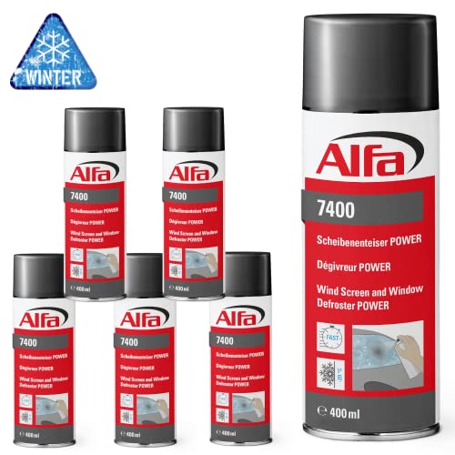 Alfa Scheiben Enteiser Power 6 x 400 ml für schnelle Enteisung gebrauchsfertiges Scheiben Entfroster Spray